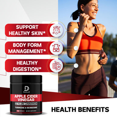 Apple Cider Vinegar Capsules 600Mg Ceylon Cinnamon 300Mg Turmeric Curcumin 300Mg & Berberine 300Mg - Dietary Supplement Support