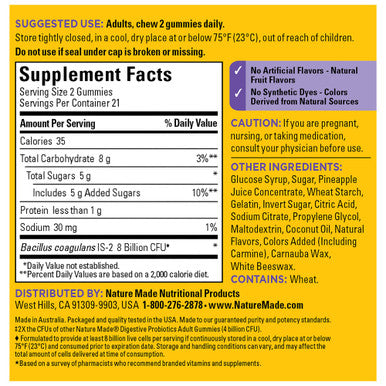 Nature Made Ultra Strength Digestive Probiotics Probiotics For Women And Men 42 Probiotic Gummies 21 Day Supply