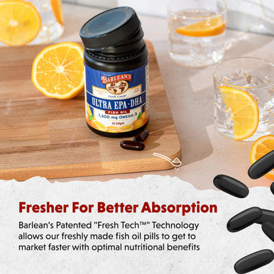 Barlean's - Fresh Catch Fish Oil Supplement Omega-3 EPA/DHA Orange Flavor 250 Softgels