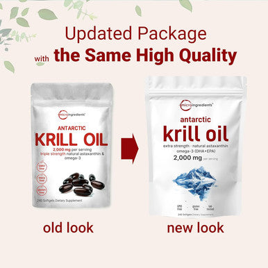 Micro Ingredients Antarctic Krill Oil Supplement 2000mg Per Serving 240 Softgels Triple Strength Rich in Omega-3s EPA DHA & Natural Astaxanthin Supports Immune System & Brain Health