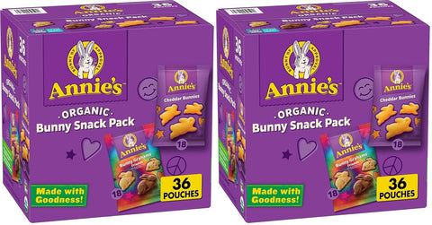 Annie's Organic Friends Bunny Grahams, Chocolate Chip, Chocolate, and Honey Baked Graham Snacks, 11.25 oz