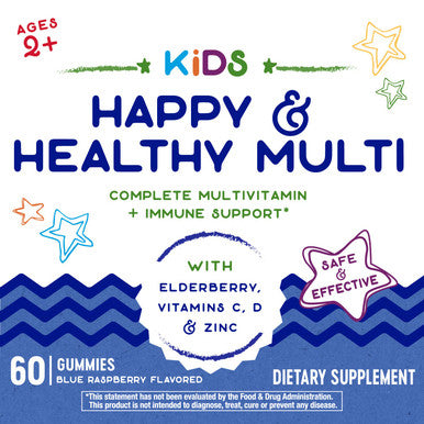 Nature's Way Happy & Healthy Multivitamin for Kids with Vitamin C, Zinc and Elderberry, 60 Gummies