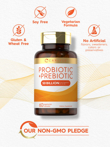 Carlyle Prebiotic & Probiotic | 50 Billion Cfu|60 Capsules| For Women & Men | Powder Pills | Vegetarian, Non-Gmo & Gluten Free