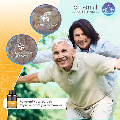 Dr. Emil Nutrition Organic Brain Boosting Nootropic Lions Mane Mushroom Capsules with Absorption Enhancers and Immune Support Lions Mane Mushroom Supplement with 100 Organic Lions Mane Extract