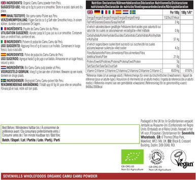 Sevenhills Wholefoods Organic Camu Camu Fruit Powder 250g, Natural Vitamin C