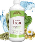 Buried Treasure Herbal Iron 48 Servings Liquid Iron and Herbal Supplement Vitamin C and B Complex Vitamins Ironrich Greens Vegan Iron for Men and Women