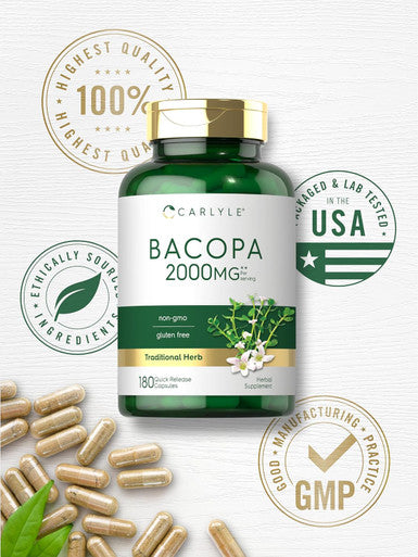 Carlyle Bacopa Monnieri Capsules | 180 Capsules | Gluten Supplement