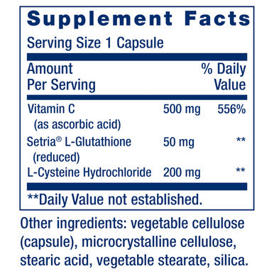 Life Extension Glutathione Cysteine & C Of Vitamin C Powerful Antioxidant Supplement 100 Capsules 500 Mg