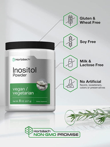 Inositol Powder 8 oz | Vegan, Vegetarian Non-GMO, Gluten Free Supplement | by Horbaach
