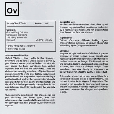 Ov Oxford Vitality Calcium Tablets (500)