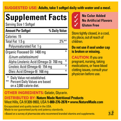 Nature Made Extra Strength Flaxseed Oil 1400 mg 100 Softgels