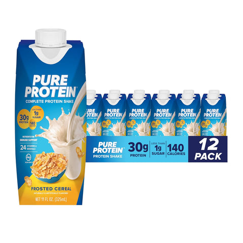 Pure Protein Vanilla Protein Shake, 30g Complete Protein, 12 Ct | Ready to Drink and Keto-Friendly, Vitamins A, C, D, and E plus Zinc to Support Immune Health, 11oz Bottles