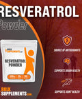 BulkSupplements Resveratrol Powder - Antioxidants Supplement, Sourced from Polygonum cuspidatum Root - - 250mg , 100 Servings (25 Grams - 0.88 oz)