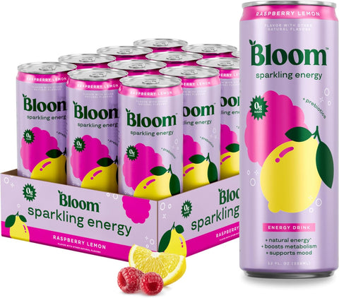Bloom Nutrition Sparkling Energy Drink - Apple Crisp / Glacier Crush Variety Pack - Natural Caffeine, Zero Sugar, 180mg Caffeine - Antioxidant-Rich with Green Coffee Bean, Green Tea Extract, Prebiotics - 12oz 12 Pack