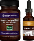 Global Healing Supercharged C60 & Vitamin D3 - Micro-Activated Carbon Fullerene w/ MCT Powder & Organic Vitamin D3 Liquid Supplement for Skin Health- Natural Detox Helps Alleviate Constipatio