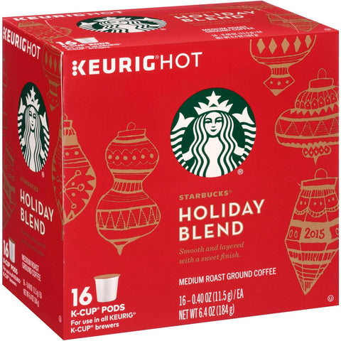 Starbucks K-Cup Coffee Pods, Medium Roast Coffee for Keurig Brewers, Holiday Blend, 100% Arabica, Limited Holiday Edition, 1 Box (32 Pods)