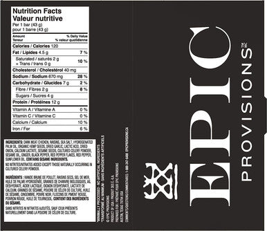 EPIC Provisions Chicken Sesame + BBQ Seasoned Bar, 12-Count, 516 Gram