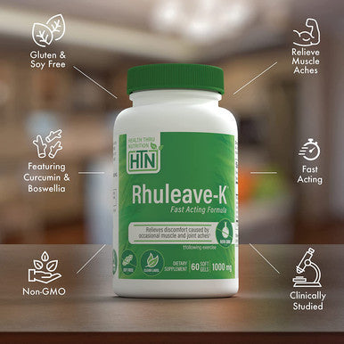 Acute Pain Formula RhuleaveK 1000mg Curcumin Boswellia and Black Sesame Seed Oil Joint and Muscle Relief Clinically Studied NonGMO and Gluten Free by Health Thru Nutrition Pack of 60