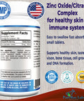 YUMMYVITE Zinc Citrate/Oxide 50Mg - Immune Support & Antioxidant Supplement, Skin Health Support - 100 Tablets