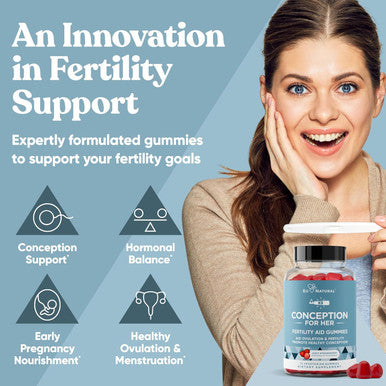 Eu Natural Conception for Her Fertility Gummies - Fertility Supplements for Women with Myo Inositol Folate & More Essential Nutrients - Delicious Juicy Strawberry Hormone Balance Vitamins 75 ct Gummies