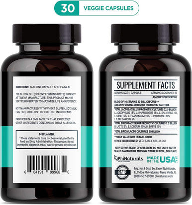 High Potency Probiotics 10 Strains 30 Billion CFUs [30 Time-Release Capsules] Digestive Health Supplement for Men & Women Shelf-Stable Lactobacillus Acidophilus Bifidobacterium Immune Support