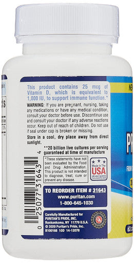 Probiotic 10 with Vitamin D to Help Support Immune System Health* 60 Count by Puritan's Pride White