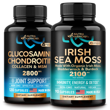 NUTRAHARMONY Glucosamine Chondroitin Capsules & Irish Sea Moss Blend Capsules