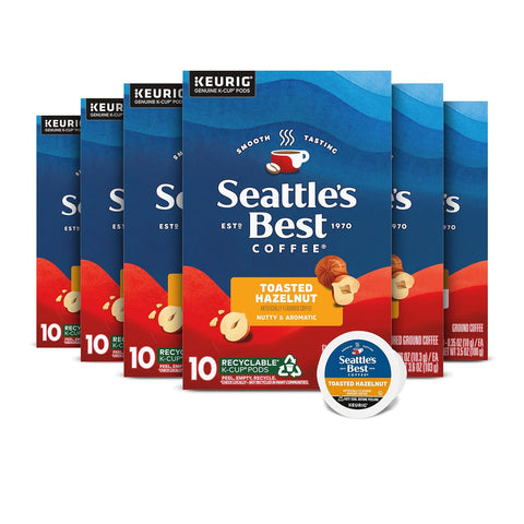 SeattleÃƒÂ¢Ã¢â€šÂ¬Ã¢â€žÂ¢s Best Coffee, Medium Roast K-Cup Coffee Pods, Breakfast Blend, 100% Arabica, 6 Boxes (60 Pods Total)