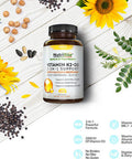 Vitamin K2 D3 Supplement with Calcium 5000 IU GlutenFree Immune Energy Support Vegetarian Capsules to Support Joint Comfort Maximum Potency Absorption with BioPerine