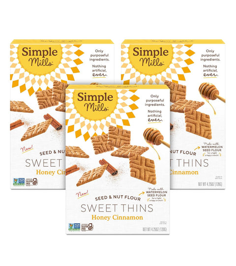 Simple Mills Honey Cinnamon Seed & Nut Flour Sweet Thins, Paleo Friendly & Delicious Sweet Thin Cookies, Good for Snacks, Nutrient Dense, 4.25oz, Pack of 1