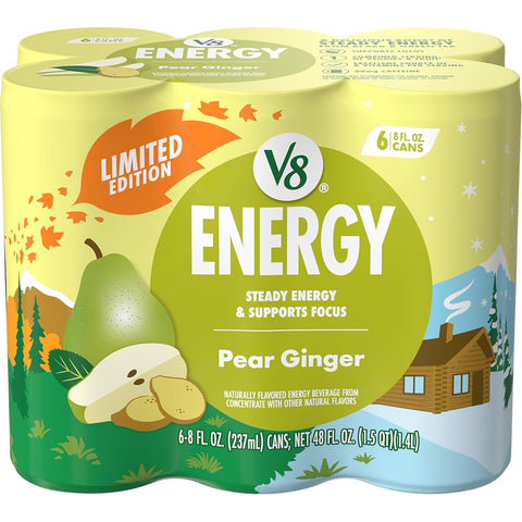 V8 Energy Strawberry Banana Juice Energy Drink, 8 fl oz Can (24 Pack)