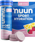 Nuun Sport Electrolyte Tablets with Magnesium, Calcium, Potassium, Chloride & Sodium Gluten Free & Vegan Strawberry Lemonade 4 Pack (40 Servings Total)