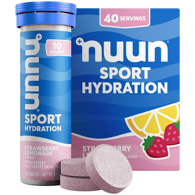 Nuun Sport Electrolyte Tablets with Magnesium, Calcium, Potassium, Chloride & Sodium Gluten Free & Vegan Strawberry Lemonade 4 Pack (40 Servings Total)
