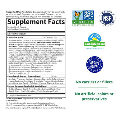 Garden of Life Probiotics For Women And Men - Raw Probiotics Colon Care 50 Billion Cfu And Enzymes Raw Fruits Veggies Once Daily Acidophilus Probiotic For Regularity And Immune Health - 30 Capsules