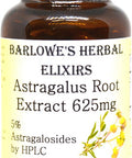Barlowe's Herbal Elixirs Astragalus Extract 5% Astragalosides - 60 625mg VegiCaps - Stearate Free, Glass Bottle!