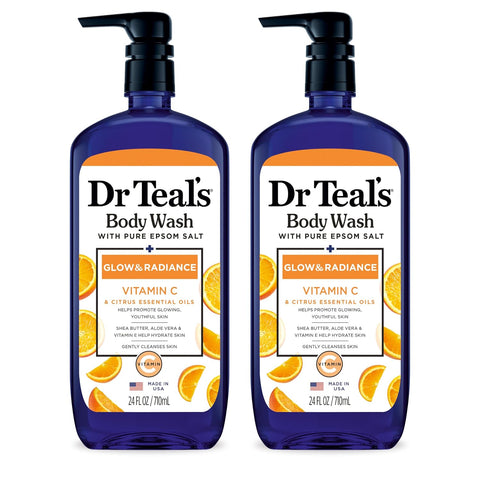 Dr Teal's Body Wash with Pure Epsom Salt, Cannabis Sativa Hemp Seed Oil, 24 fl oz (Pack of 2)