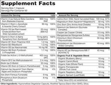 Naturelo One Daily Multivitamin For Women - Energy Support - Whole Food Supplement To Nourish Hair, Skin, Nails - Non-Gmo - No Soy - Gluten - 60 Capsules - 2 Month Supply