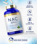 Carlyle NAC N-Acetyl Cysteine 600mg | 180 Capsules | with Peppermint | Form Supplement | Non-GMO Gluten