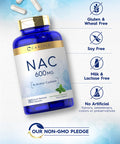 Carlyle Nac N-Acetyl Cysteine 600Mg | 180 Capsules | With Peppermint | Free Form Supplement | Non-Gmo, Gluten Free