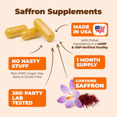 Turmeric Saffron Supplements With Cinnamon Powder & Cardamom - Antioxidant Joint Support Supplement Contains Turmeric Curcumin With Black Pepper For Mood, Memory, Eye Health & Well-Being - 60 Capsules