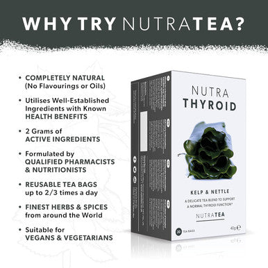 Nutra Tea NUTRATHYROID - Thyroid Health Tea | Metabolism Tea - Providing Thyroid Support - Includes Kelp Bladderwrack & Ashwagandha - 20 Enveloped Tea Bags - by Nutra Tea - Herbal Tea