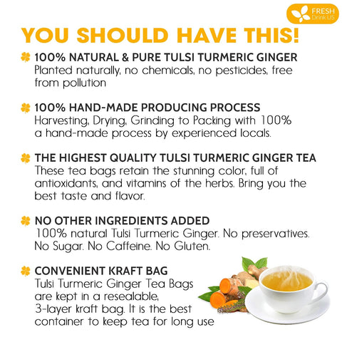 FreshDrinkUS, Premium 50 Mulberry Leaf Tea Bags, 100% Natural & Pure from Mulberry Leaves. Herbal Tea. Made with Natural Material Tea Bags. No Sugar, No Caffeine, No Gluten, Vegan.