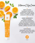 Healthspan Vitamin C Eye Cream (15ml) | 3 sources of Vitamin C with Caffeine Hyaluronic Acid & Vitamin E | Brightening Eye Cream | Reduces the appearance of puffiness & smooth skin | Vegan