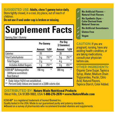 Nature Made Ashwagandha Gummies Vegan Ksm 66 Ashwagandha For Stress Support 60 Count 30 Day Supply
