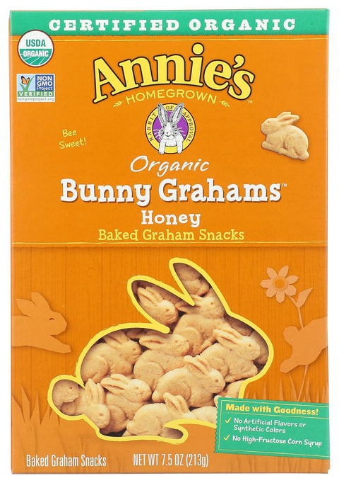 Annie's Organic Friends Bunny Grahams, Chocolate Chip, Chocolate, and Honey Baked Graham Snacks, 11.25 oz