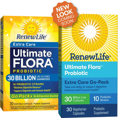 ReLife Adult Probiotic Ultimate Flora Probiotic Extra Care Go Pack Shelf Stable Probiotic Supplement 30 billion 30 Vegetable Capsules Packaging May Vary