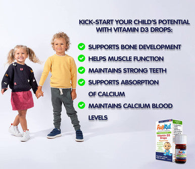 ActiKid Vitamin D3 Drops 30ml for Newborn Babies, Infants and Children, (a Vegan, Sugar Free, Preservative Free, no Allergens, Baby, Vitamin D Supplement) - Immunity Boost