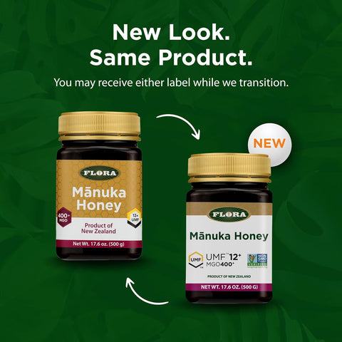 Flora - MÃƒâ€žÃ‚Ânuka Honey MGO 400+/12+ UMF, New Zealand Honey, 100% Traceable MGO,Natural Healing, Sore Throat Relief, Aids Digestion, 17.6-oz. Jar