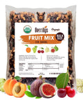 Berrilys Dried Fruit Mix, 2 Lbs, Organic, Diced Figs, Diced Apricots, White Mulberries, Sultanas, Sour Cherries, No Sugar Added, Trail Mix for Baking and Snacking