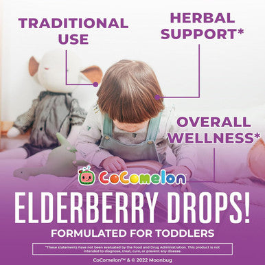 Maryruth Organics Cocomelon Toddler Elderberry Syrup USDA Organic Elderberry Sugar Kids Immune Support Supplement for Ages 1-3 Years Clean Label Project Verified Vegan Gluten 1 Fl Oz